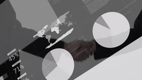 animación de gráficos y datos sobre el apretón de manos