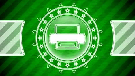 printer icon in circle shape and green striped background. illustration.