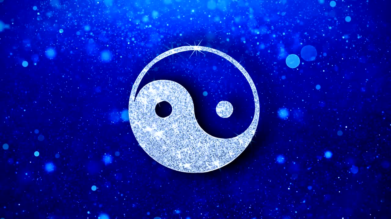 Yin Yang Budizm Simgesi Yanıp Sönen Parıldayan Parçacıklar