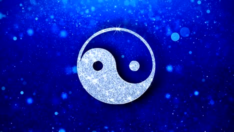 yin yang buddhism icon blinking glitter glowing shine particles.