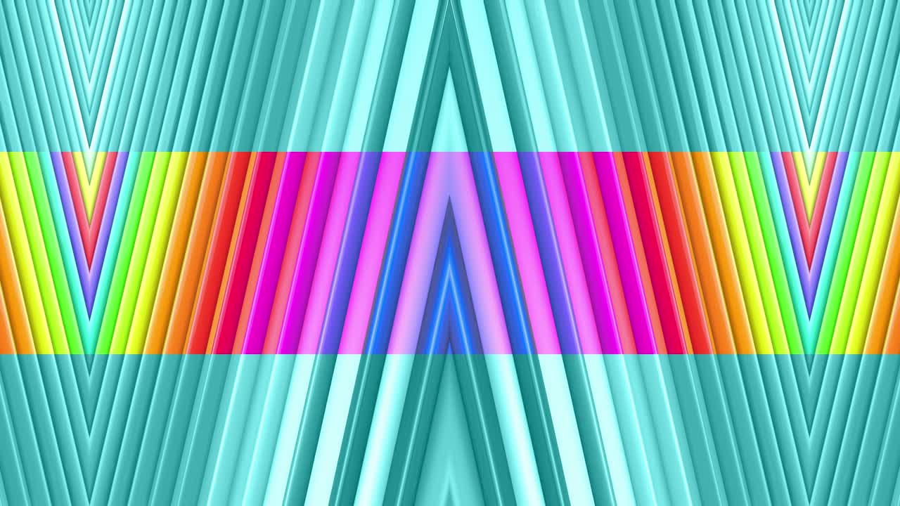 abstracto 3d sin costuras fondo brillante en 4k con cintas de arco iris. rayas multicolores arcoirís moverse cíclicamente en geometría simple estilo creativo de dibujos animados. animación suave en bucle. 4