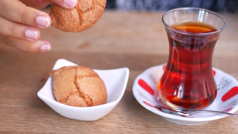 enjoying turkish tea and cookies