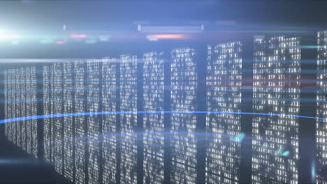 animation of lights and data processing over servers