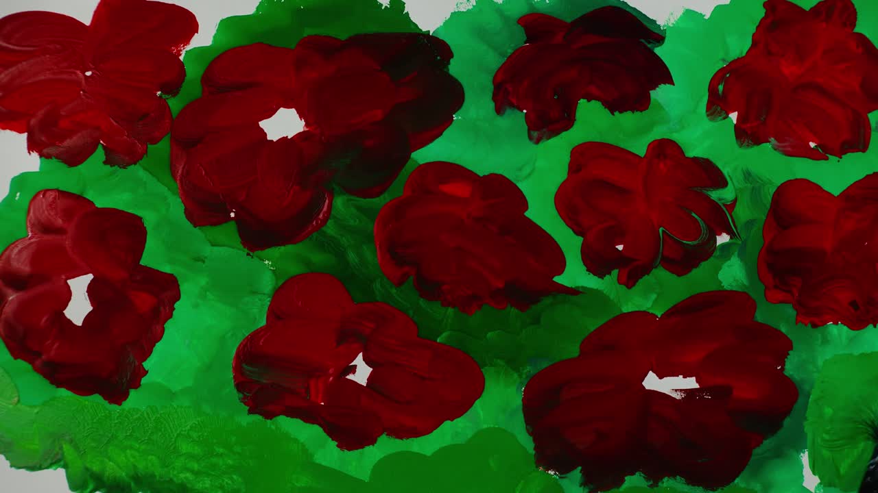 Disegnare fiori su un prato. Time lapse