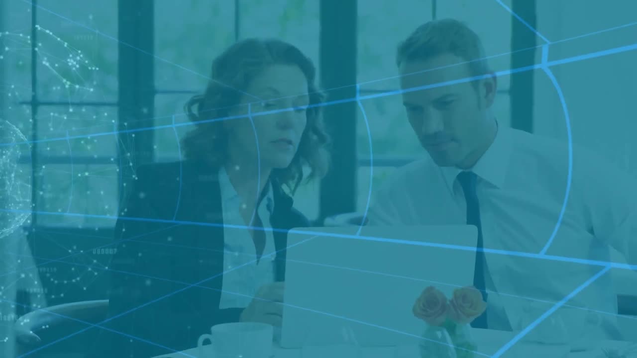 animación de un túnel en un patrón sin costuras sobre un hombre de negocios caucásico y una mujer de negocios discutiendo.