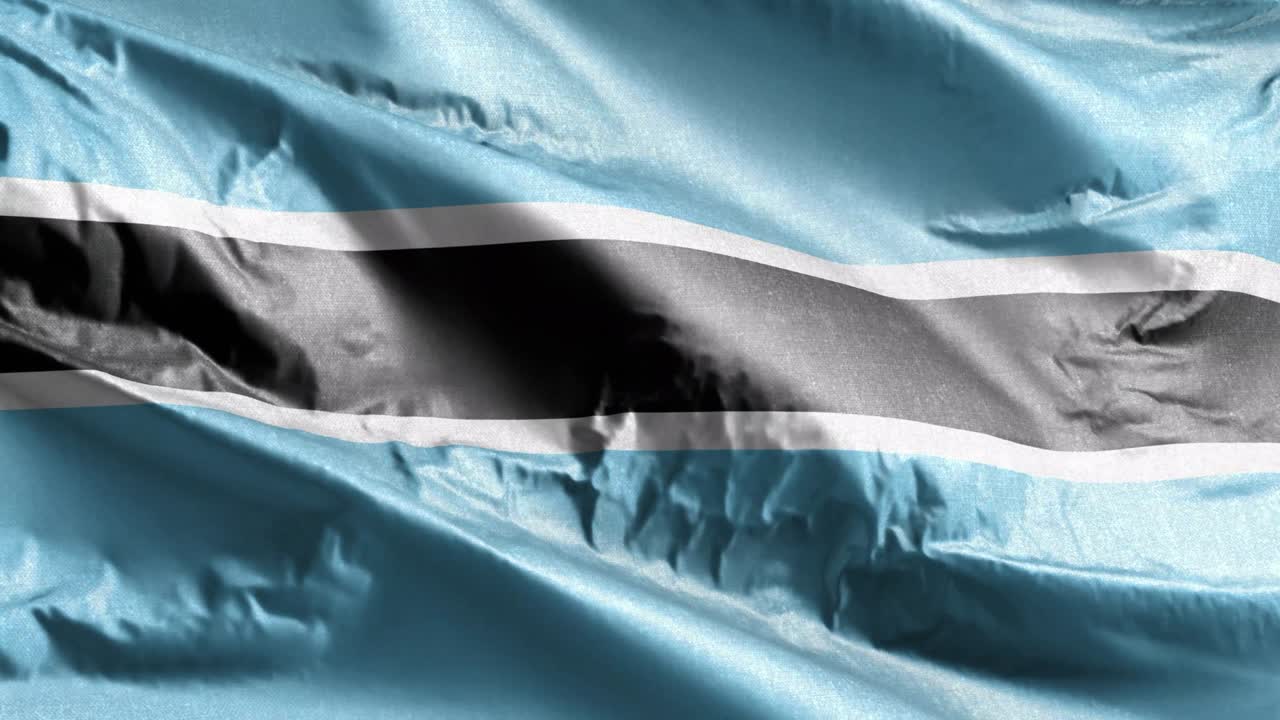 바람에 흔들리는 보츠와나 섬유 발, 바람에 휘어지는 보츠바나 배너, 직물 섬유 조직, 완전한 채우기 배경, 10 초 루프