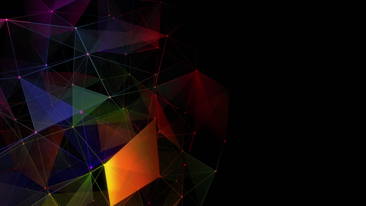 Multicolored geometrical shapes against black background