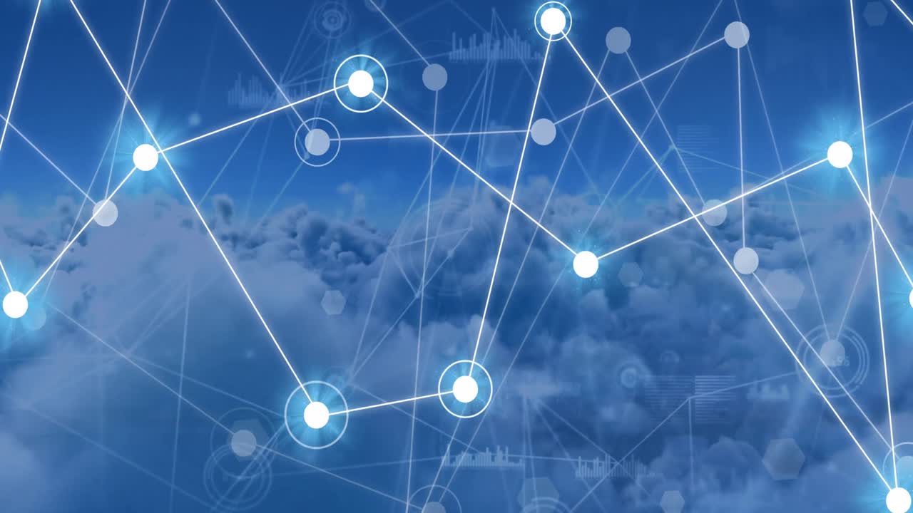 animación de la red de conexiones a través de nubes