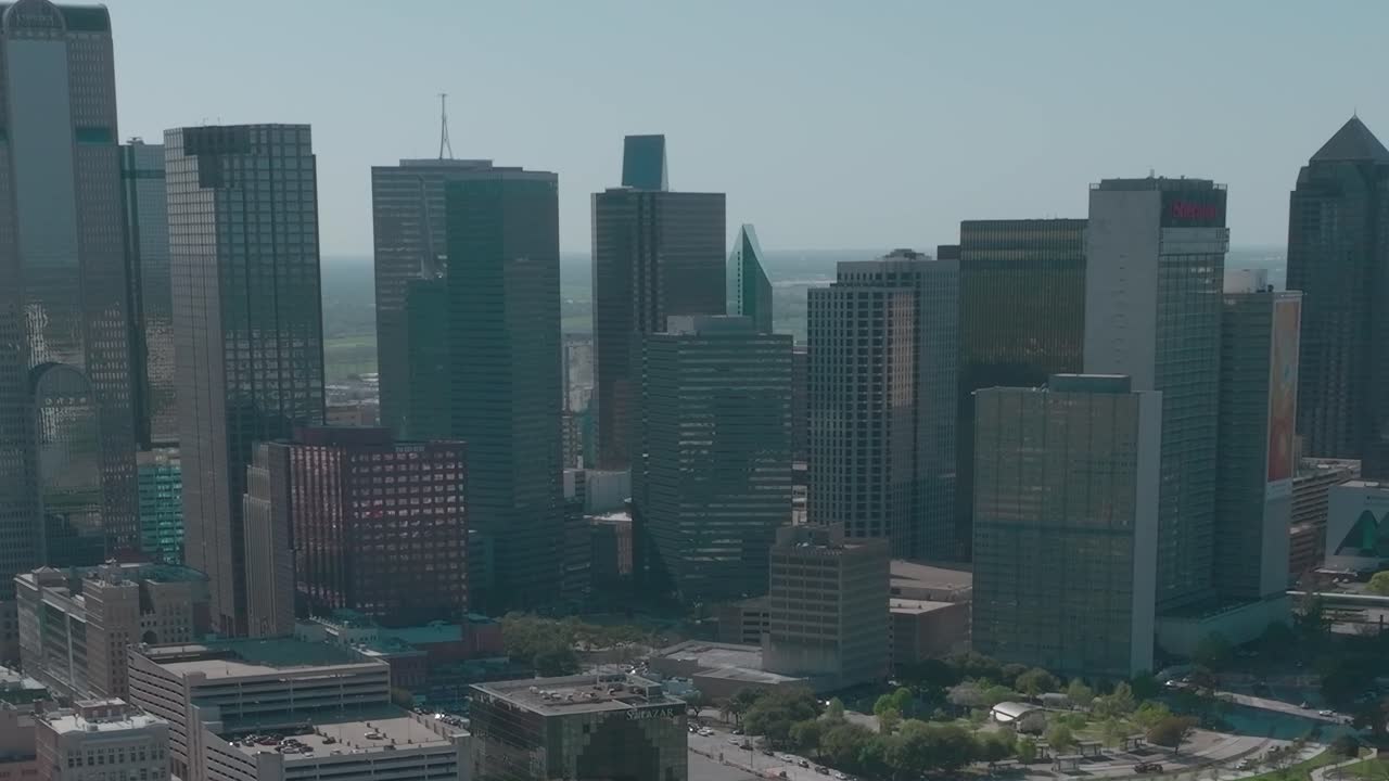 Vista del centro di Dallas, Texas, con edifici e skyline dall'alto