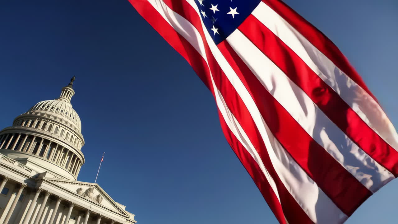 American Flag and US Capitol Building