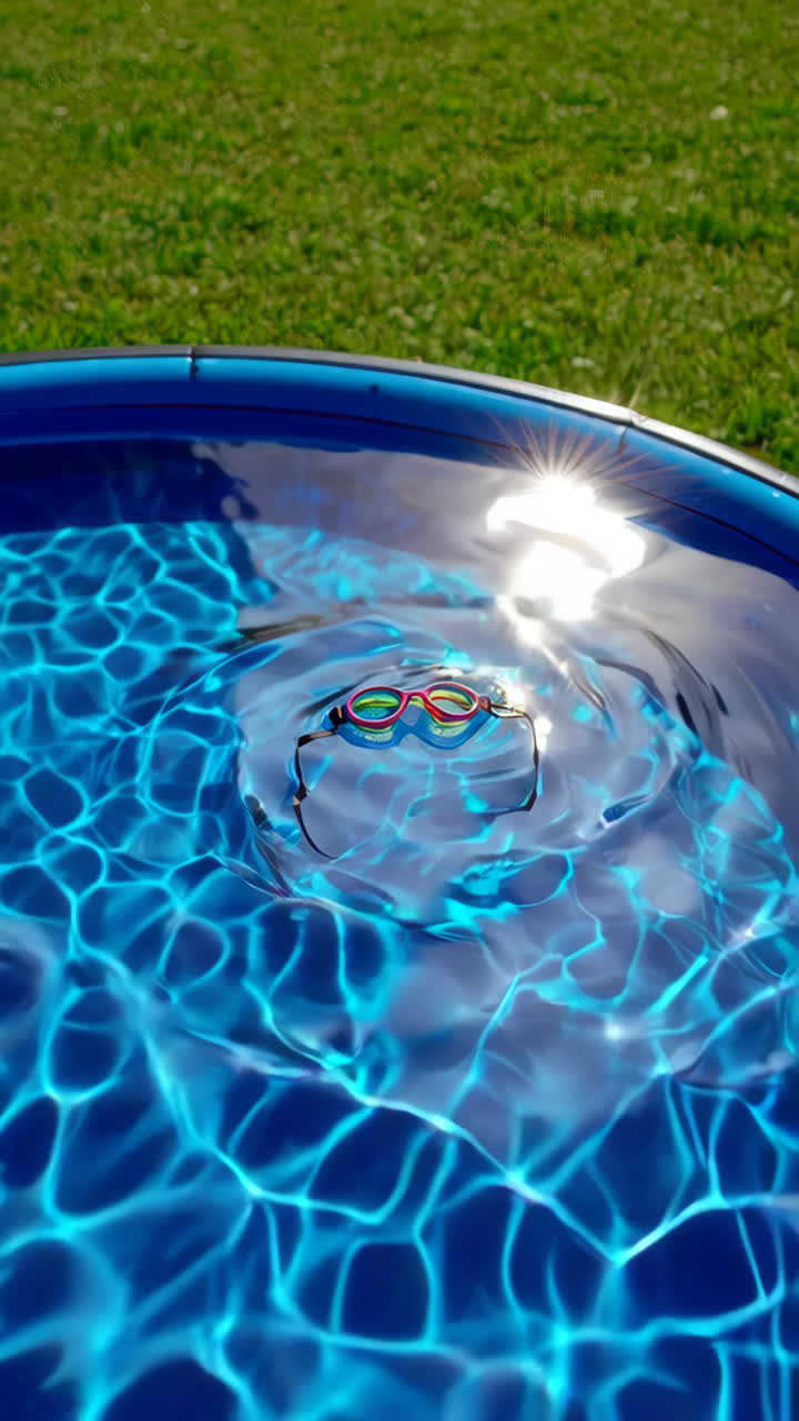 Swimming Goggles Floating in a Small Pool