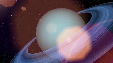 beautiful planet of uranus animation. uranus is rotating. milky way galaxy's giant planet of uranus.