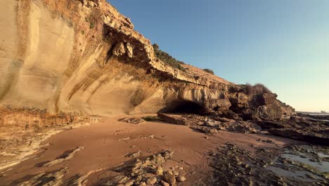 mesmerizing cliffs at the shore, dolly-in, day