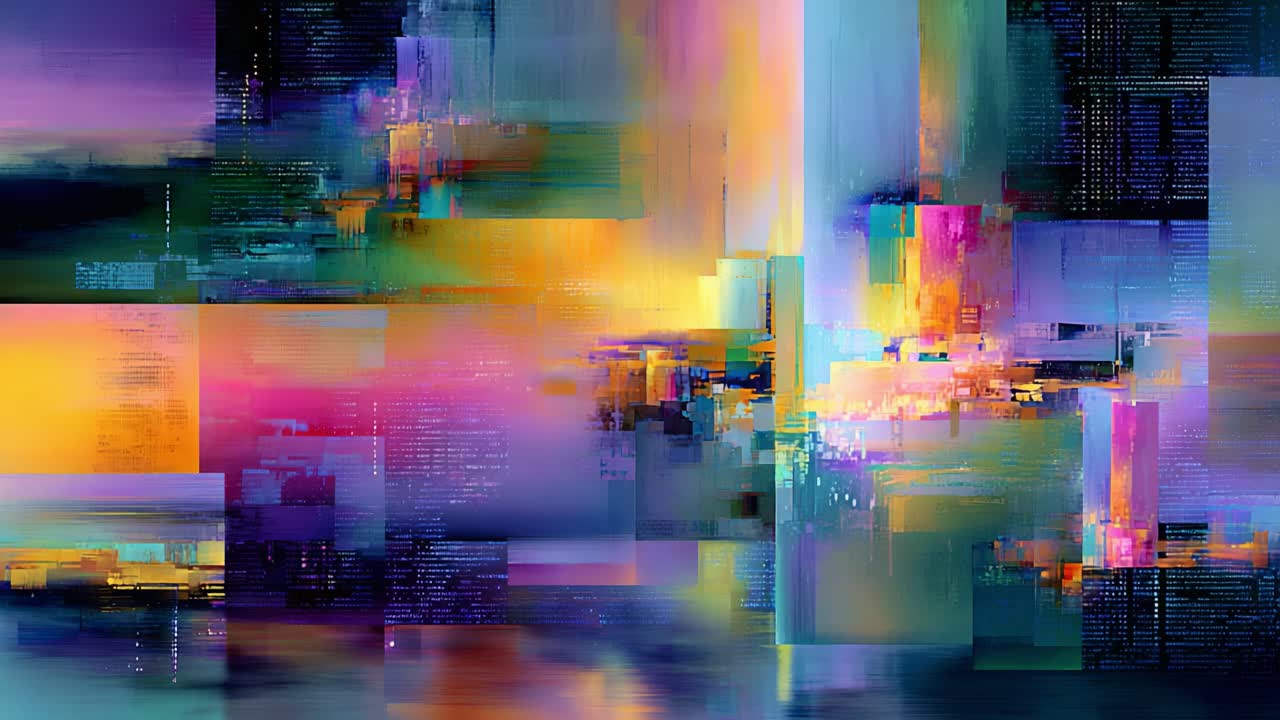 A Stunning Visual Composition of Abstract Shapes and Vivid Colors, Blending Various Textures and Layers to Create a Unique and Engaging Artistic Experience