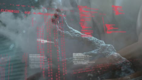 animación del procesamiento de datos sobre el hilado de cadenas de adn