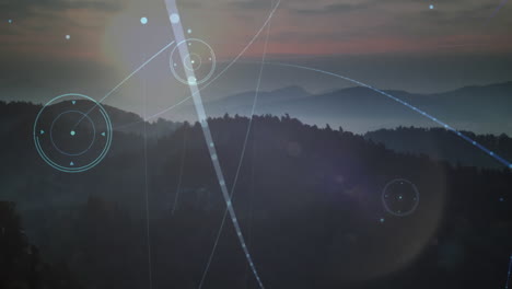 animación de redes de conexiones sobre el paisaje
