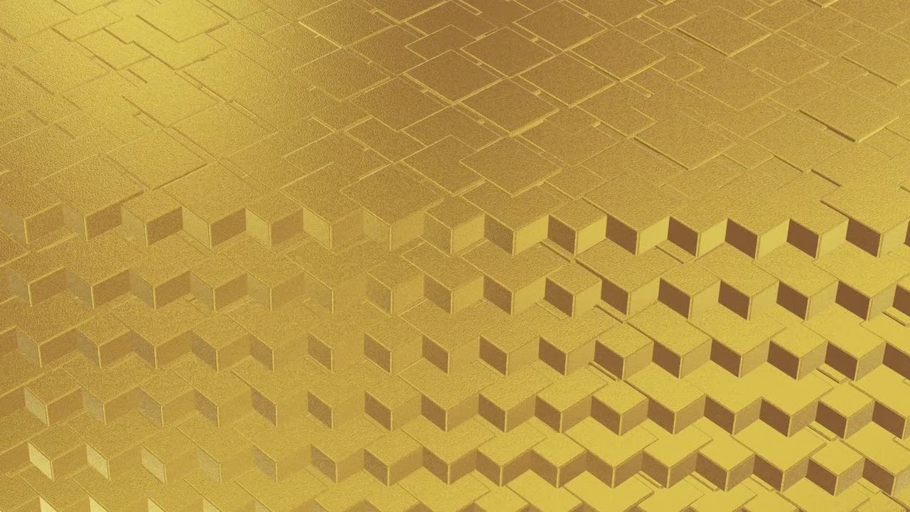 abstracto geométrico fondo dorado azulejos de papel de aluminio textura de bucle sin costura fondo renderizado en 3d