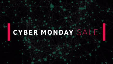 Animación-Del-Texto-De-Venta-Del-Cyber-Monday-A-Través-De-Redes-De-Conexiones.