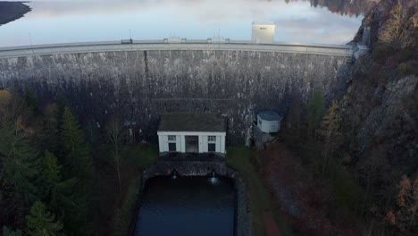 drone shot of sec dam in czech republic in autumn