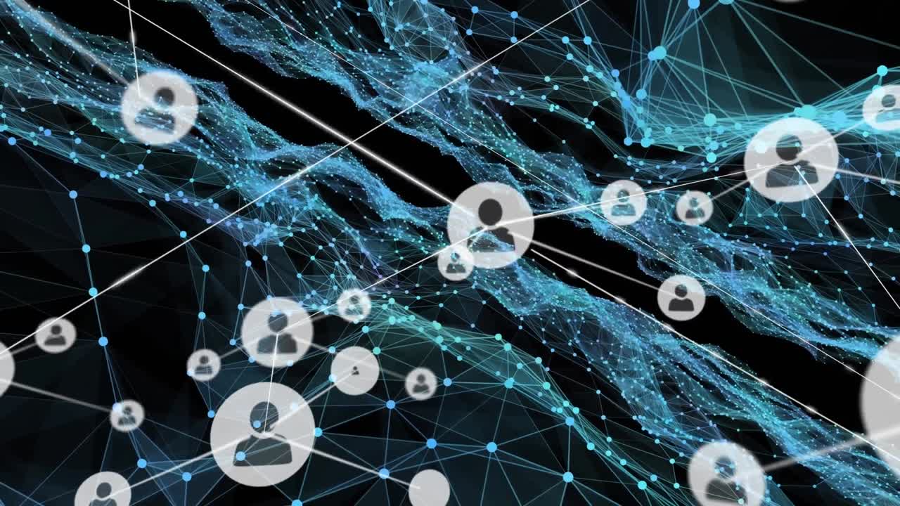 red de iconos digitales contra las ondas digitales