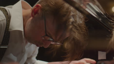 virtuoso pianist playing intense piano music