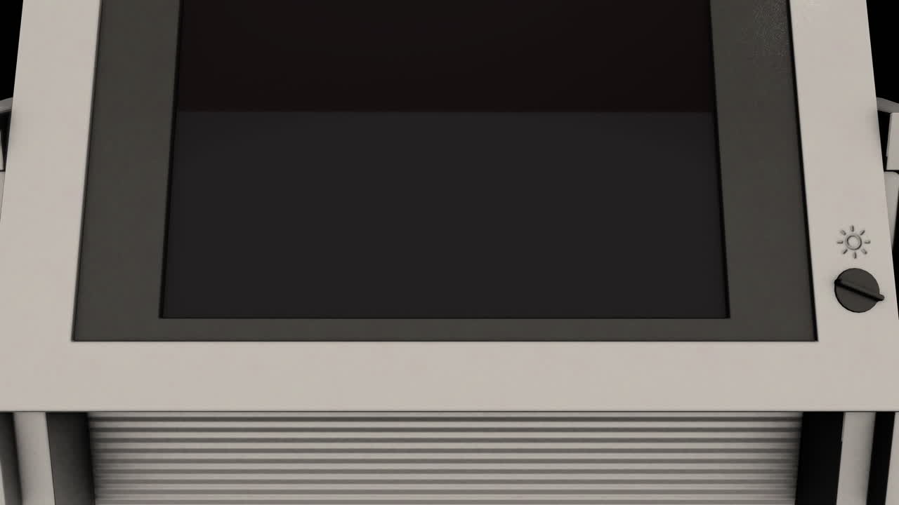 오래된 레트로 pc 개인용 컴퓨터 화면에 녹색 텍스트가 인터넷을 표기합니다 - 3d 애니메이션