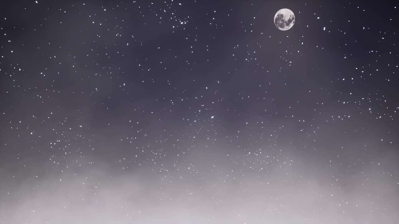 어두운 물 위에  연기가 은 애니메이션, 무서운 할로윈 밤 개념, 밤에 호수 표면을 는 안개, 별빛 하늘 아래의 조용한 안개 웅이, 현실적인 비디오