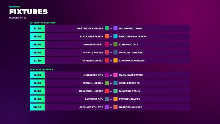 Digital Display of Football Matchday Fixtures and Schedule