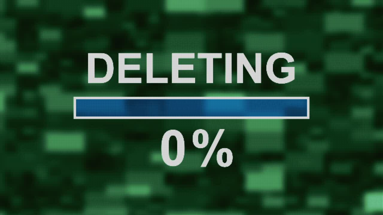 삭제 진행 바 카운트다운 컴퓨터 화면 애니메이션