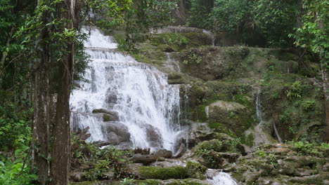 Deep-Forest-Pha-Charoen-Waterfall-in-the-national-park-is-a-popular-tourist-attraction-in-Phop-Phra-District,-Tak-Province,-Thailand