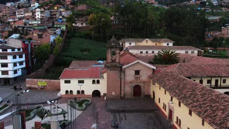aerial view of iglesia de la recoleta in cusco, peru - drone shot