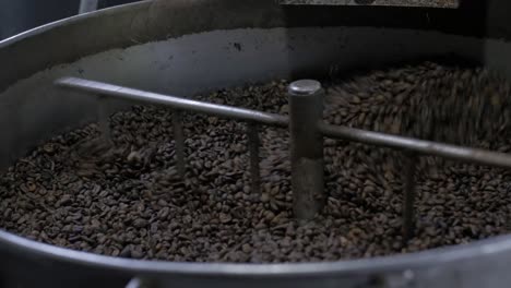 coffee beans spinning fast in roaster