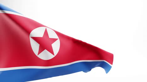 north korean flag waving against solid white background