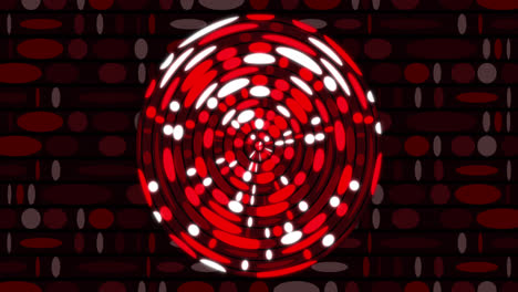 animación de un círculo hecho de puntos que cambian de color en tonos de rojo