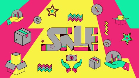 fondo colorido de banner de venta en estilo pop art en video 4k.