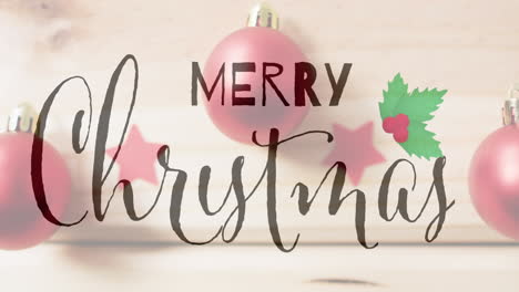 animation of merry christmas text over christmas decorations