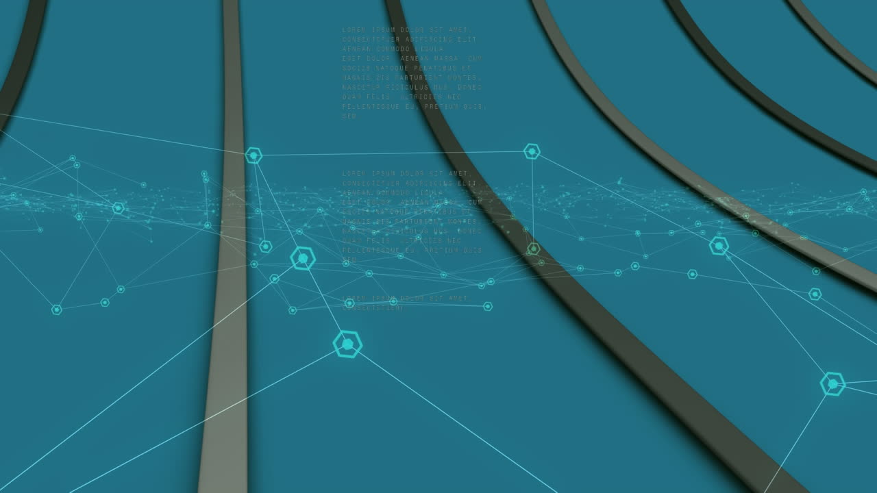 파란색 배경 위에 화살표와 연결된 점의 애니메이션