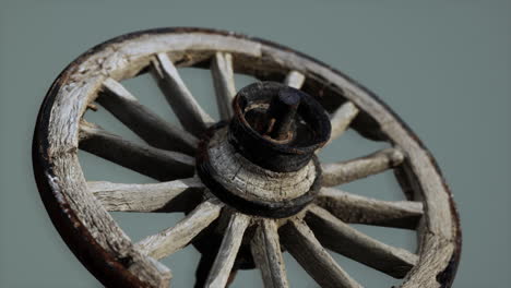 handmade rustic vintage wooden wheel used in medieval wagons