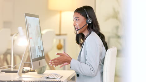 Female-call-center-support-agent-working