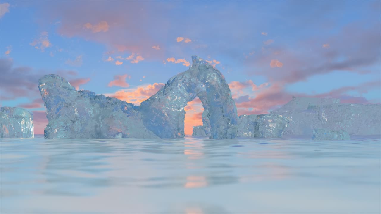 해가 뜨고 해가 지면 얼음의 아치