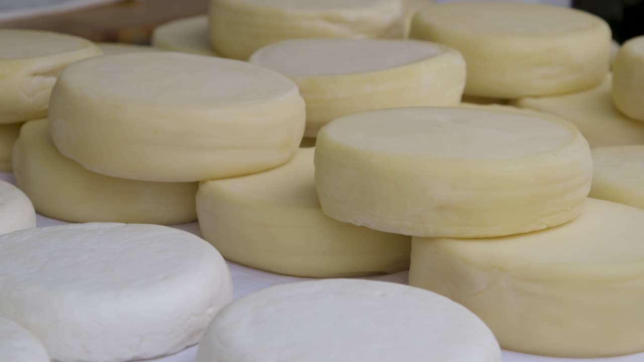 Goat cheese sold at a winter market in the north of Portugal