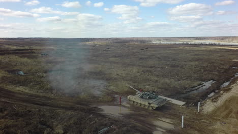 a tank shoots at a shooting range