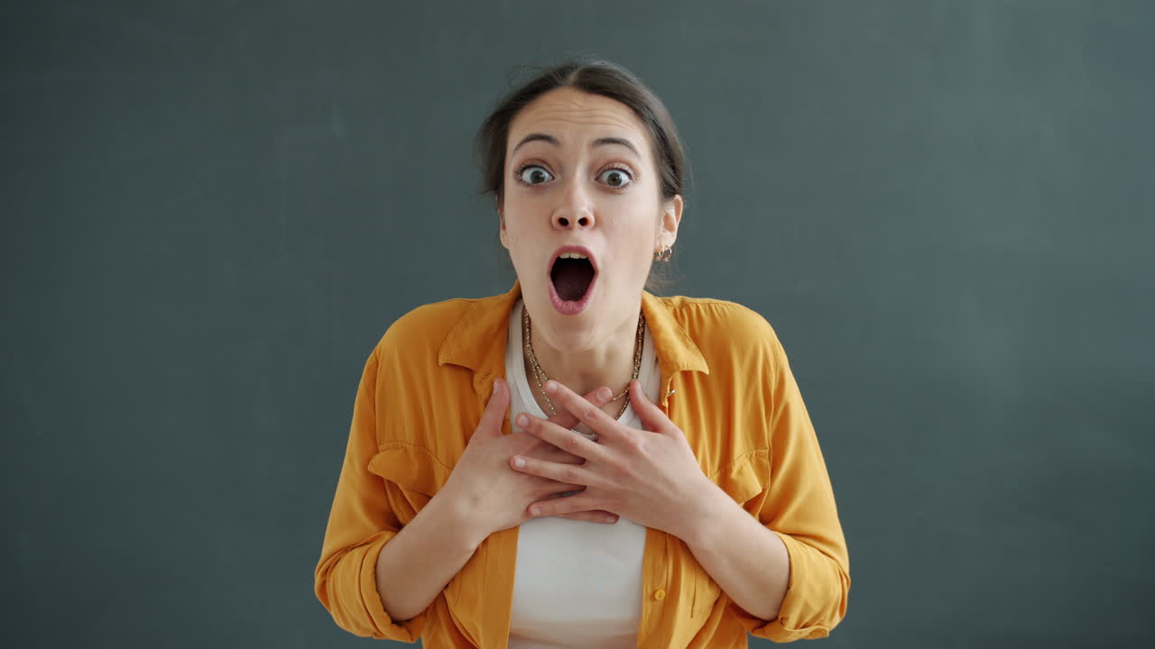 Woman Expressing Surprise and Joy