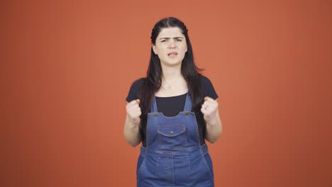 woman getting angry at camera.