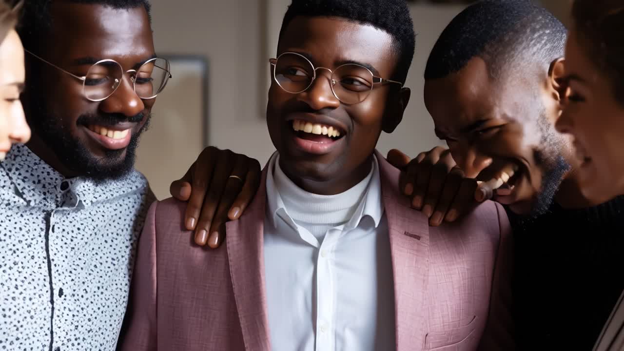 A Touching Moment of Connection: A Group of Friends Engaging in Deep Conversation and Joyful Laughter, Capturing the Essence of Friendship and Togetherness in Their Expressions