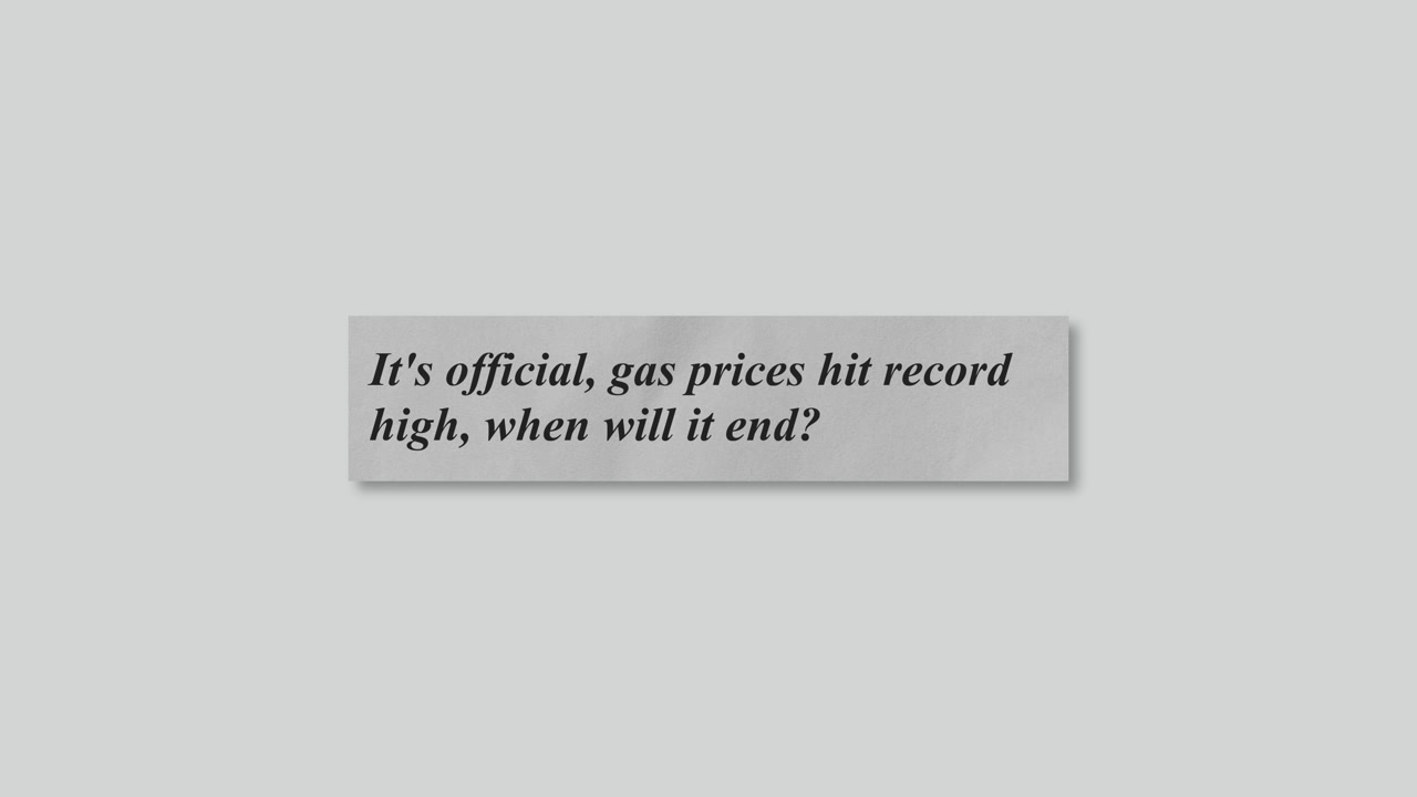 Gas Prices Newspaper Headline Animation Fuel Costs and Energy Crisis Concept