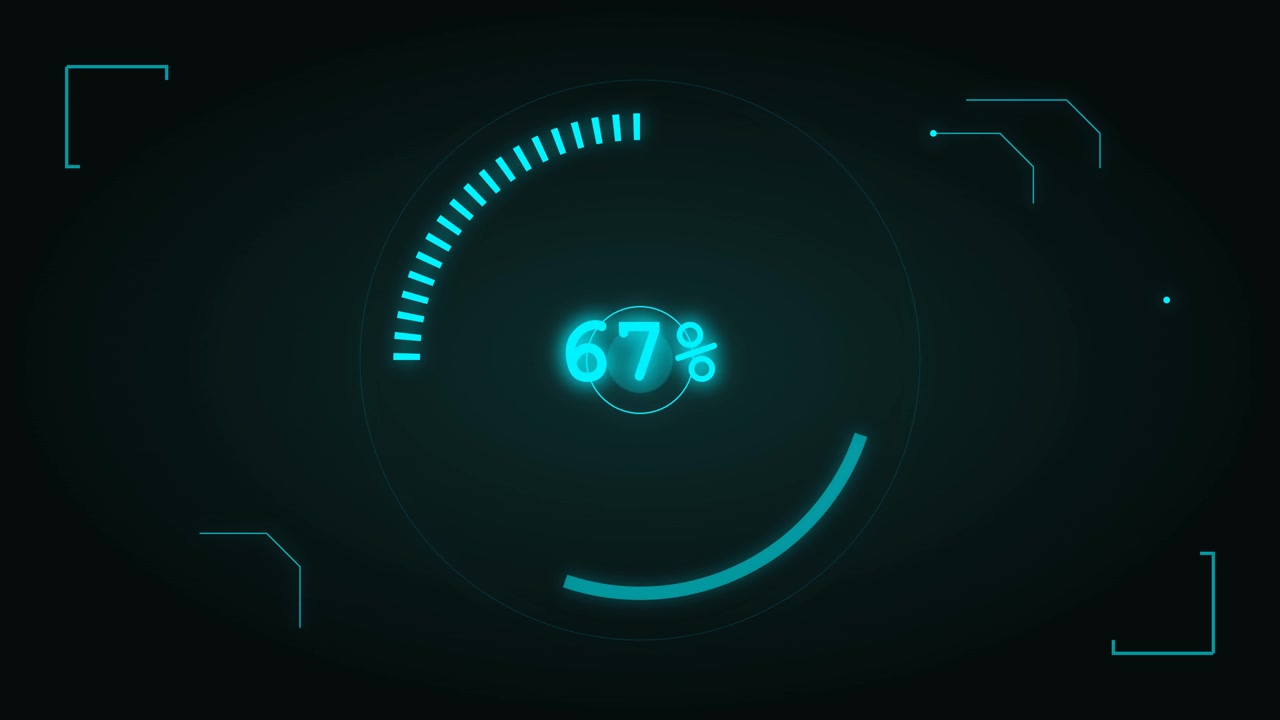 Digital Loading Progress Bar with Glowing Cyan Interface