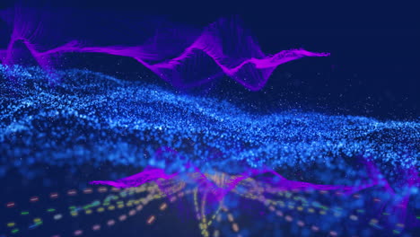 animación de puntos que se mueven sobre un fondo azul