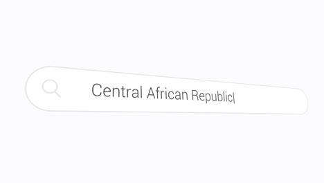entering central african republic in computer search box. country in central africa. closeup shot