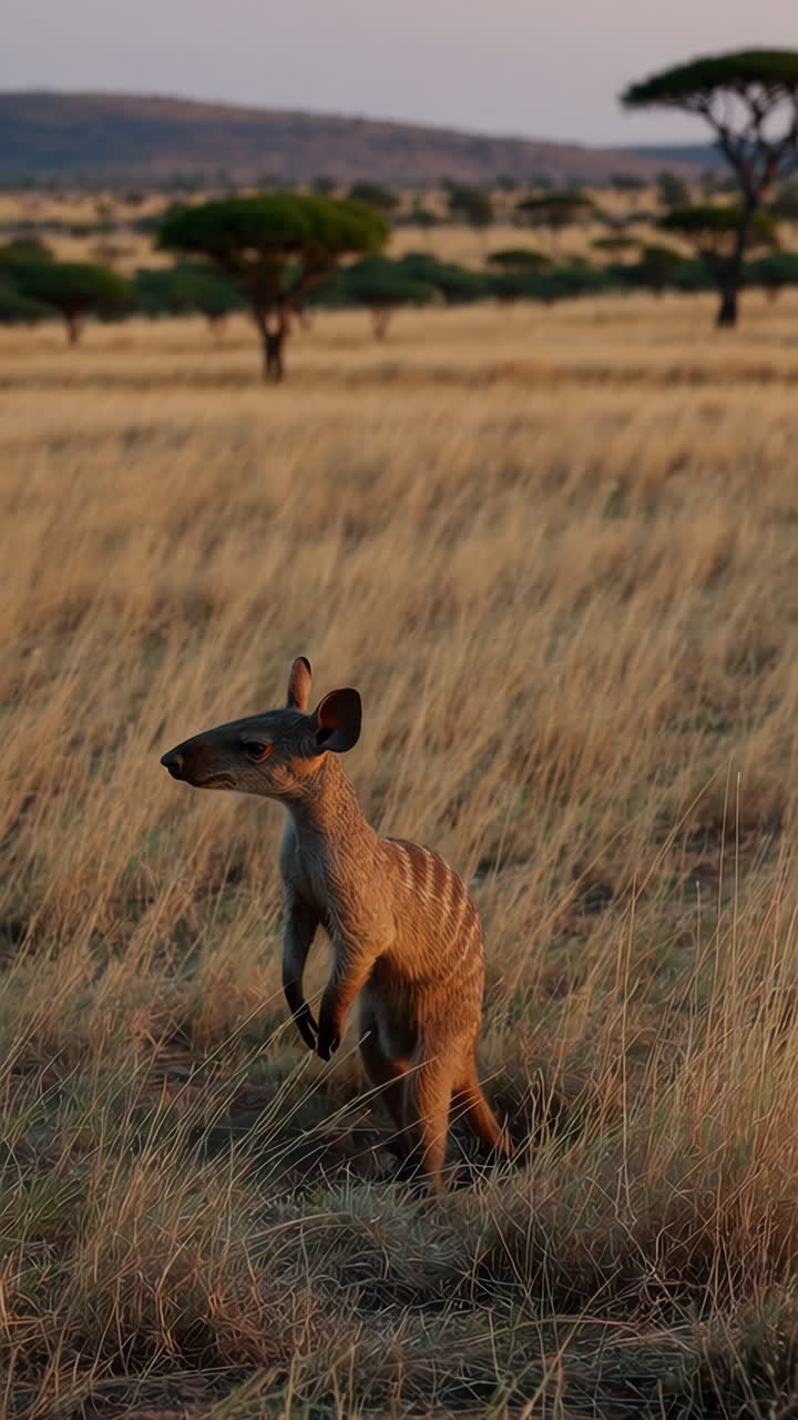 Young Antelope in the African Savanna at Sunrise